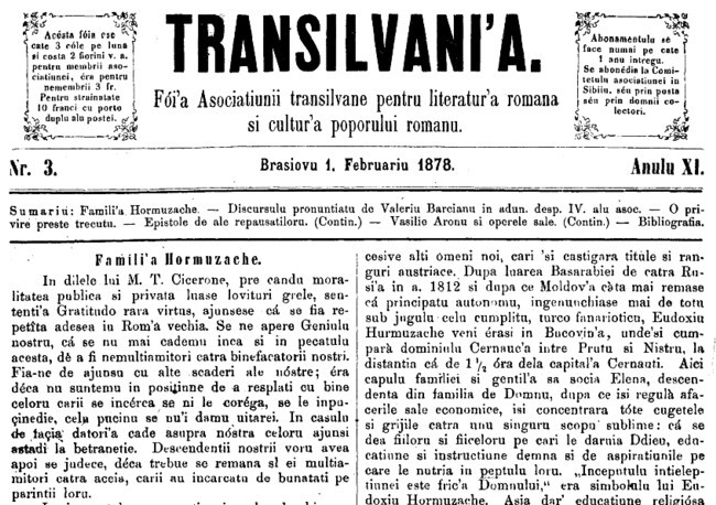 1878 Familia Hurmuzachi TRANSILVANIA