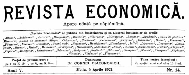 1903 Constituirea Centrale REVISTA ECONOMICĂ