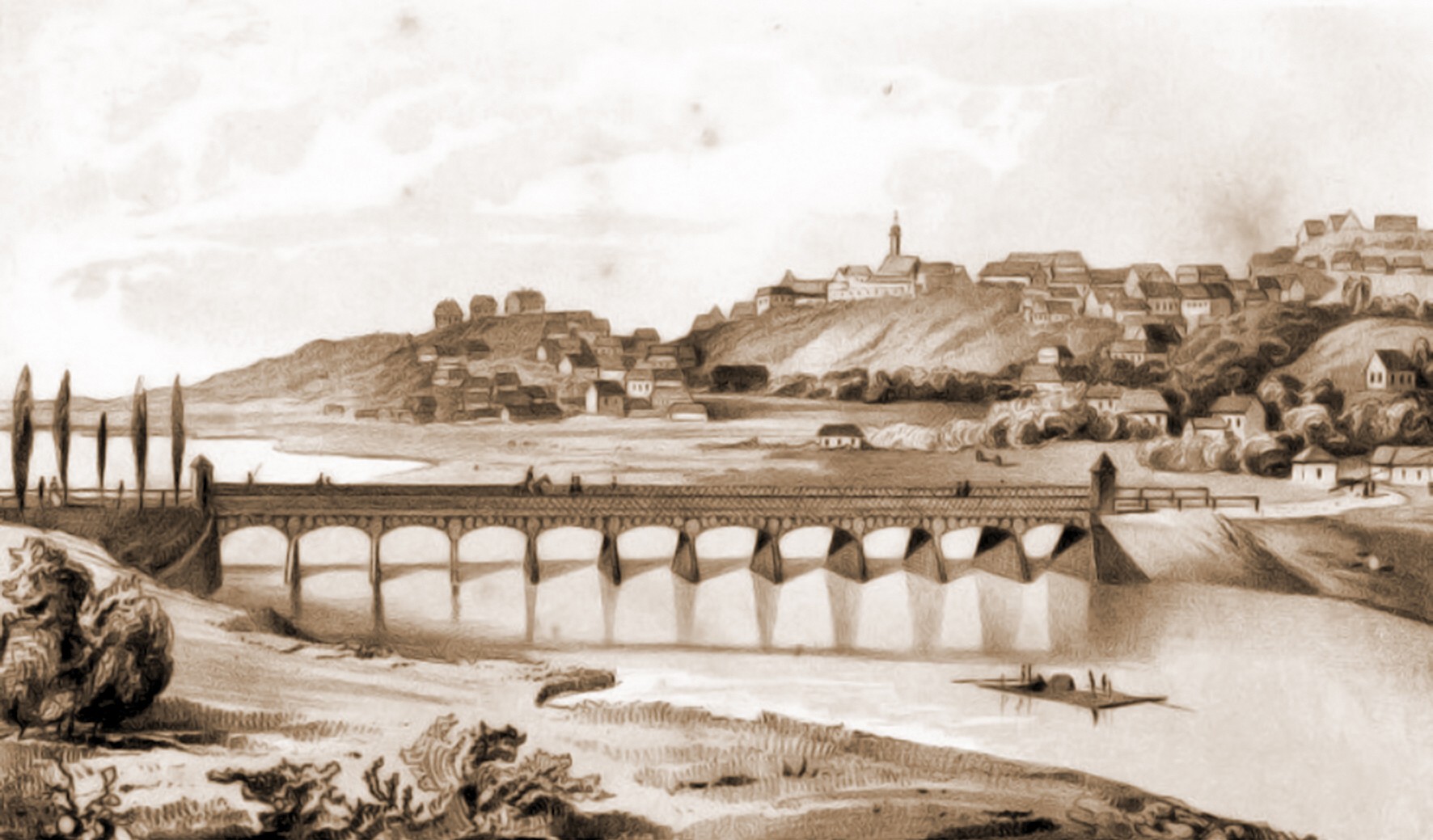 Cernăuţi, podul de peste Prut – desen de I. Schubirsz