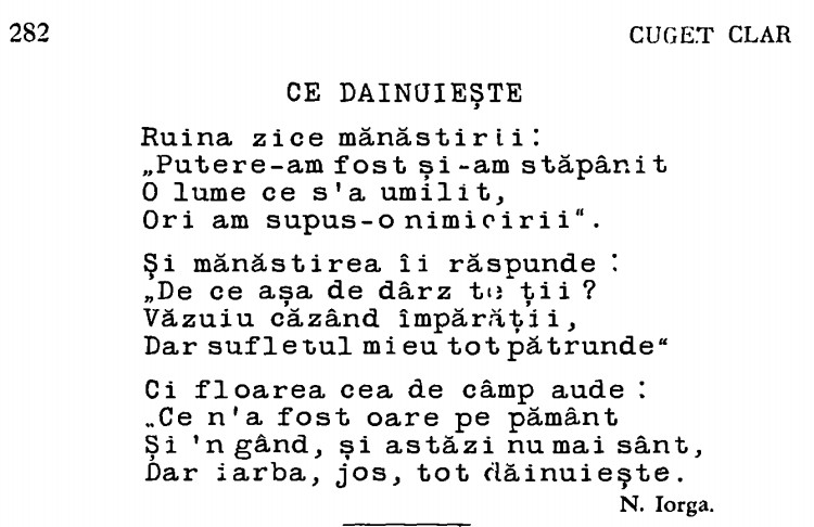 Poezie Iorga despre Dainuire